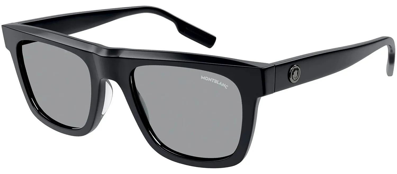 Montblanc MB 0176S 001 Rectangle Plastic Black Sunglasses with Grey Lens sold by Gaffos