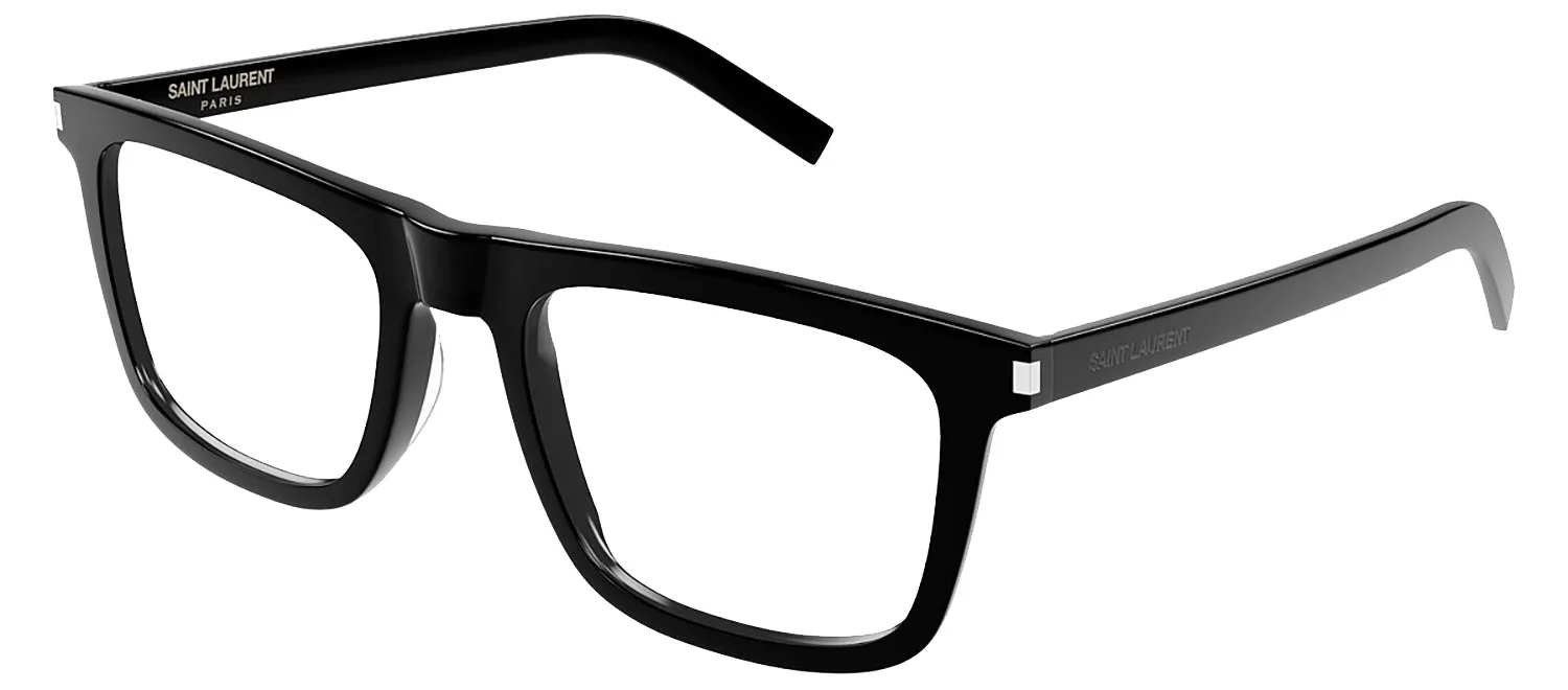 Saint Laurent CLASSIC SL 547O 005 Square Plastic Black Eyeglasses with Logo Stamped Demo Lenses sold by Gaffos product image thumbnail 2