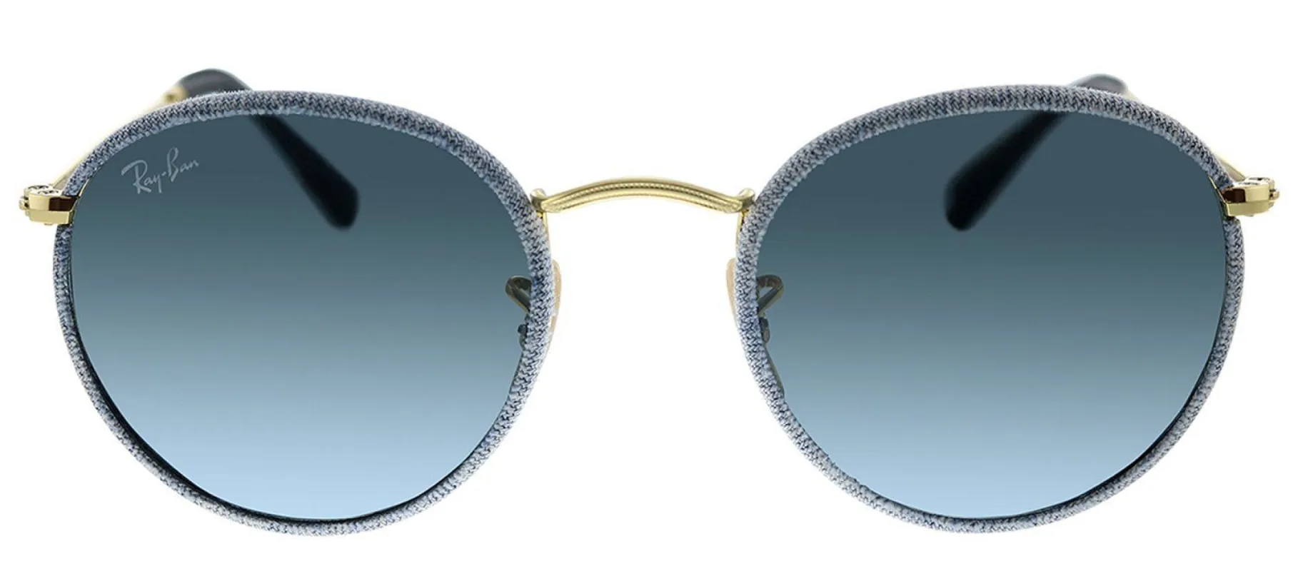 Ray-Ban RB 3475Q 9193R5 Round Craft Oval Metal Blue Denim Sunglasses with Grey Lens made by Gaffos
