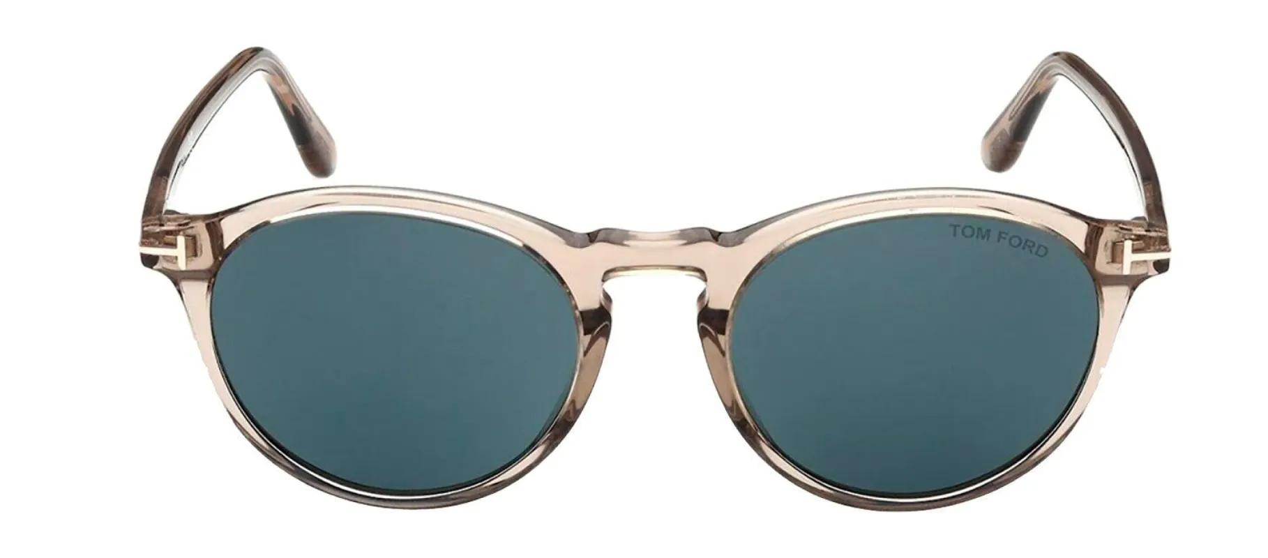 Tom Ford AURELE TF 904 57V Round Plastic Beige Sunglasses with Blue Lens made by Gaffos