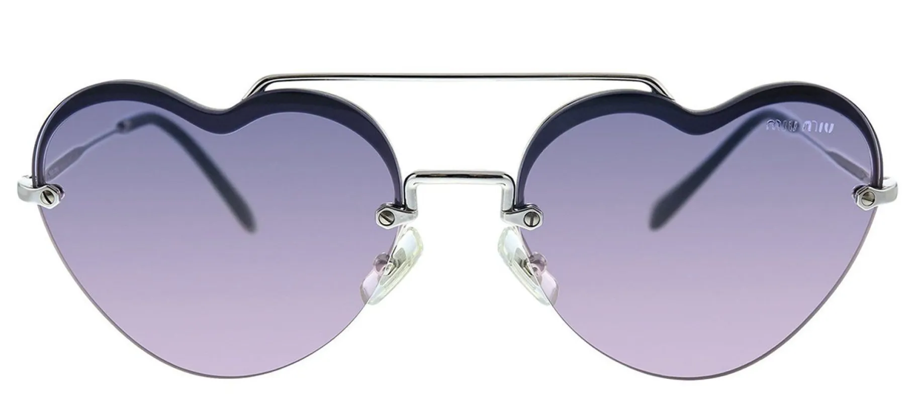Miu Miu MU 62US 1BC157 Round Metal Silver Sunglasses with Purple Gradient Lens sold by Gaffos