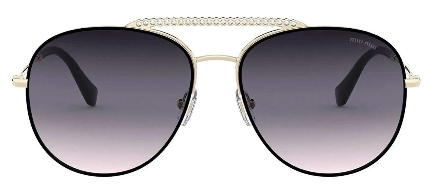 Miu Miu MU 53VS AAVGR0 Pilot Metal Gold Sunglasses with Purple Mirror Lens sold by Gaffos