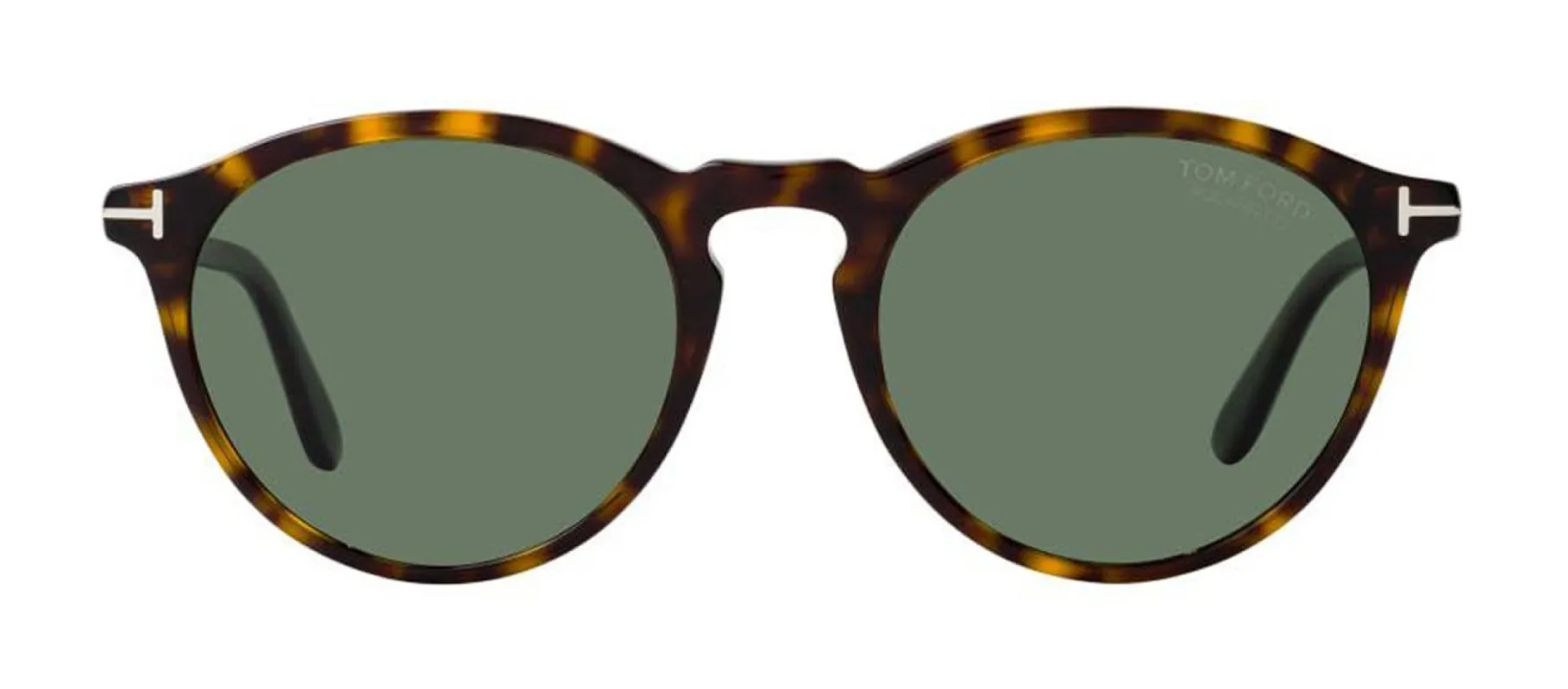 Tom Ford AURELE TF 904 52R Round Plastic Havana Sunglasses with Green Polarized Lens made by Gaffos