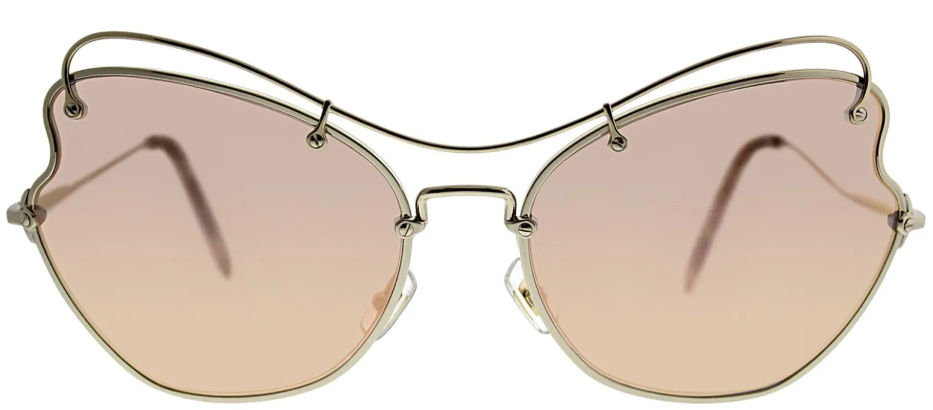Miu Miu MU 56RS ZVN6S061 Cat-Eye Metal Gold Sunglasses with Rose Gold Mirror Lens sold by Gaffos