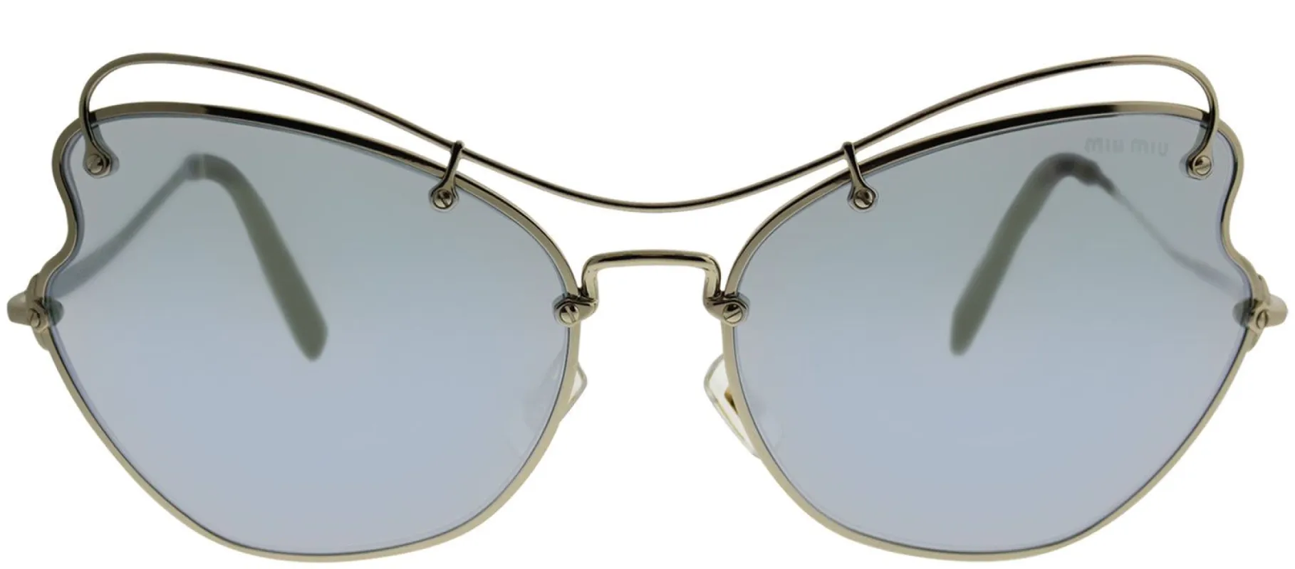 Miu Miu MU 56RS ZVN5Q061 Cat-Eye Metal Gold Sunglasses with Blue Mirror Lens sold by Gaffos