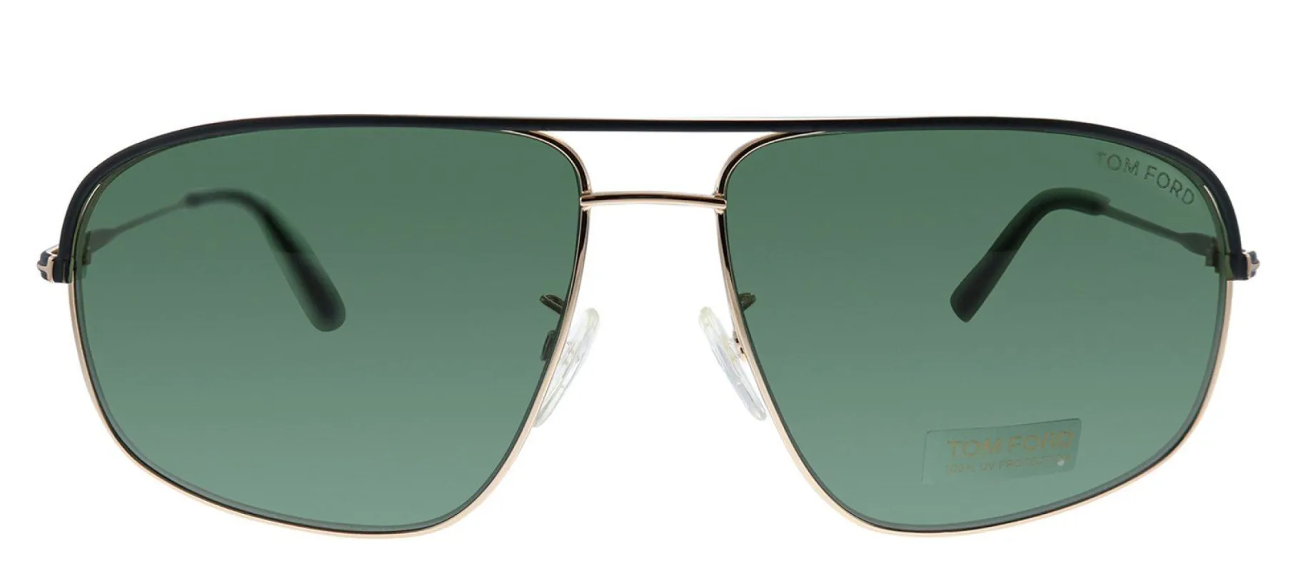 Tom Ford FT 467/F 02N Geometric Metal Black Sunglasses with Green Lens sold by Gaffos