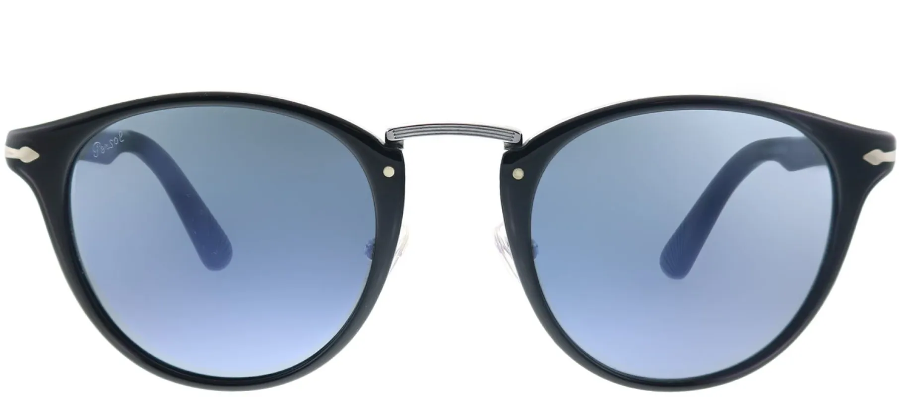 Persol PO 3108S 95/56 Round Plastic Black Sunglasses with Light Blue Lens sold by Gaffos