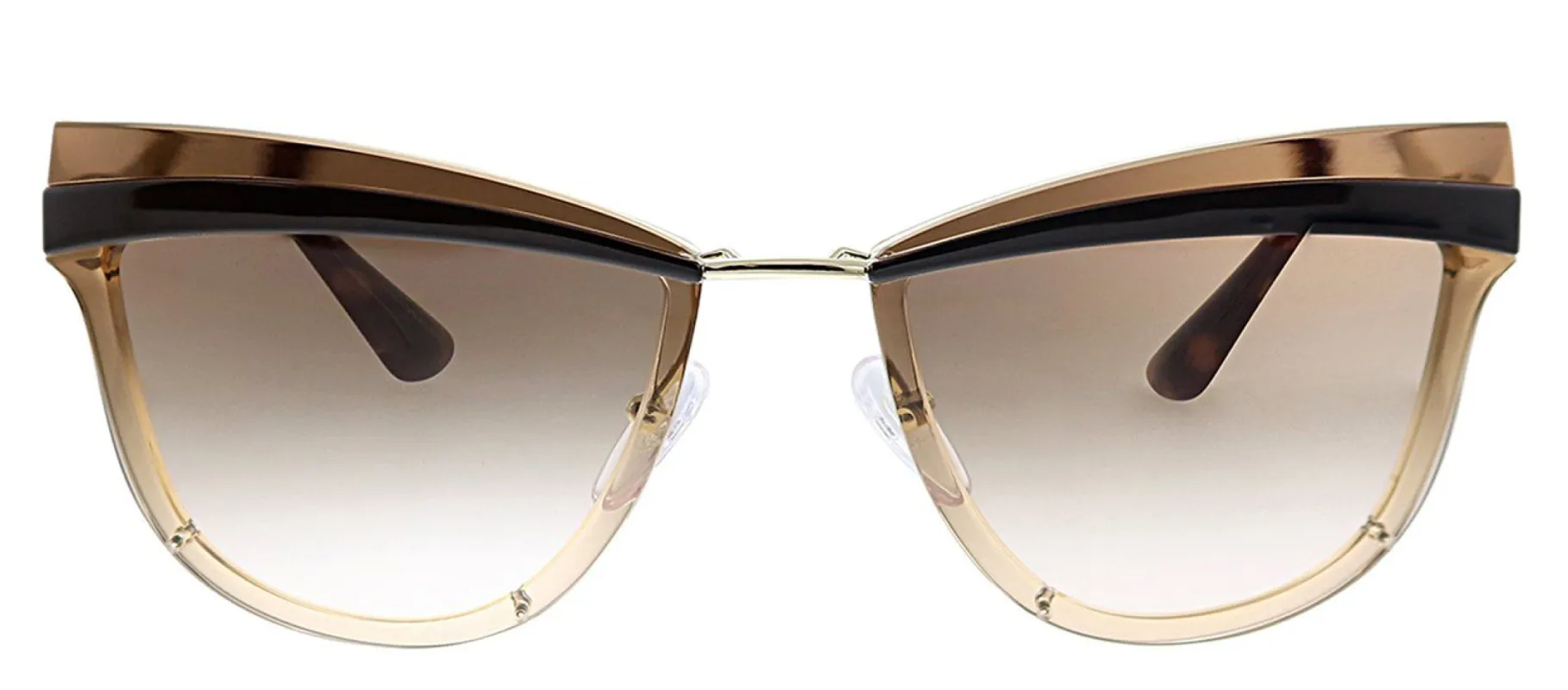 Prada PR 12US KOF0A6 Cat-Eye Plastic Gold Sunglasses with Brown Gradient Lens sold by Gaffos