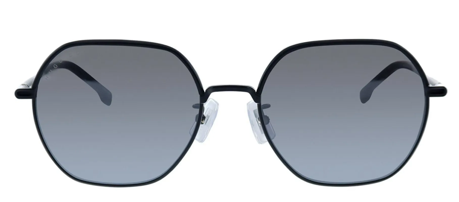 Hugo Boss BOSS 1107/F/S 807 Rectangle Metal Black Sunglasses with Silver Mirror Lens made by Gaffos