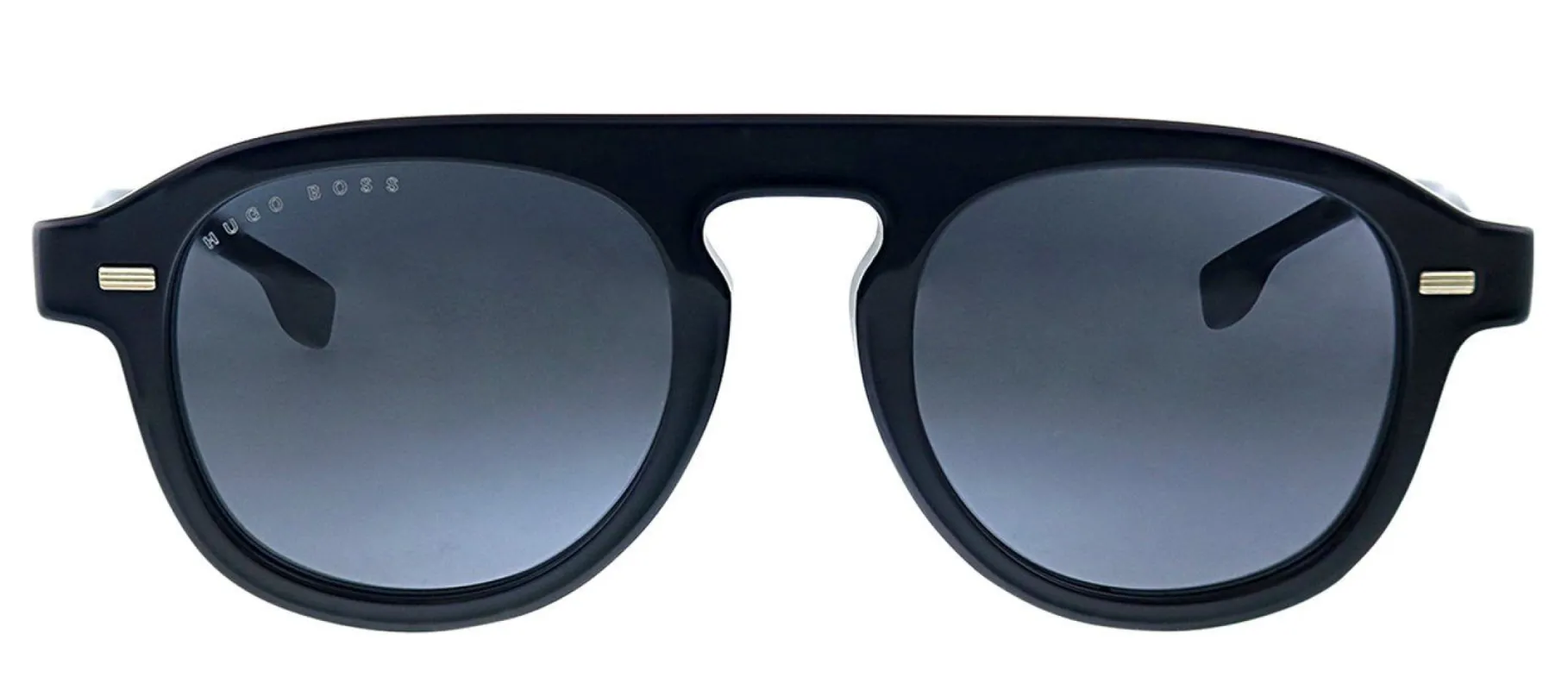 Hugo Boss BOSS 1000 807 Aviator Plastic Black Sunglasses with Grey Lens made by Gaffos