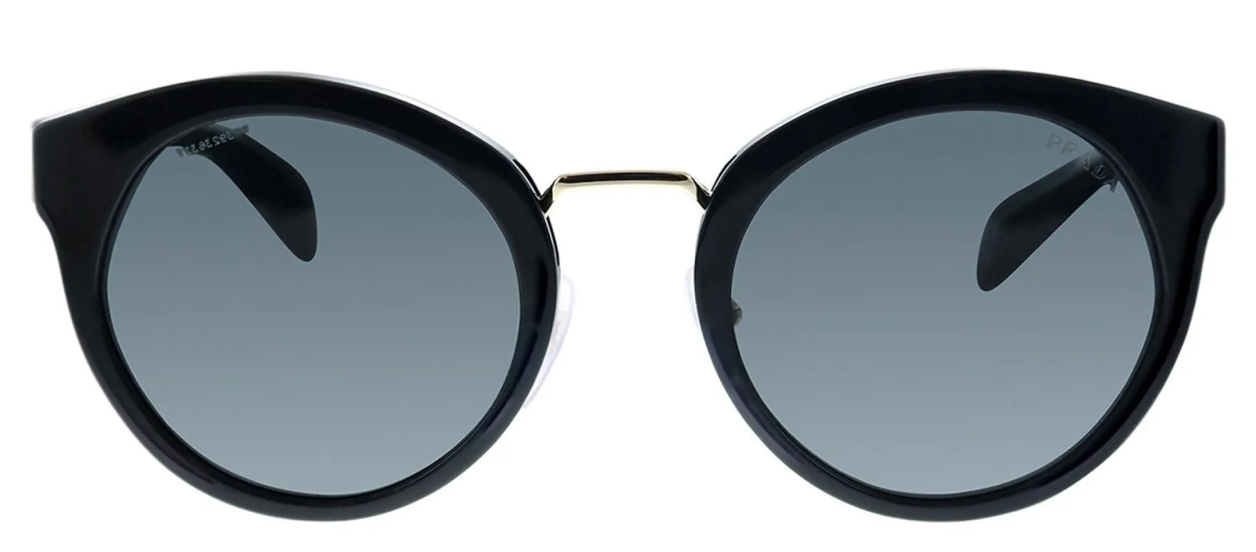 Prada PR 05TS 1AB1A1 Round Plastic Black Sunglasses with Grey Lens sold by Gaffos