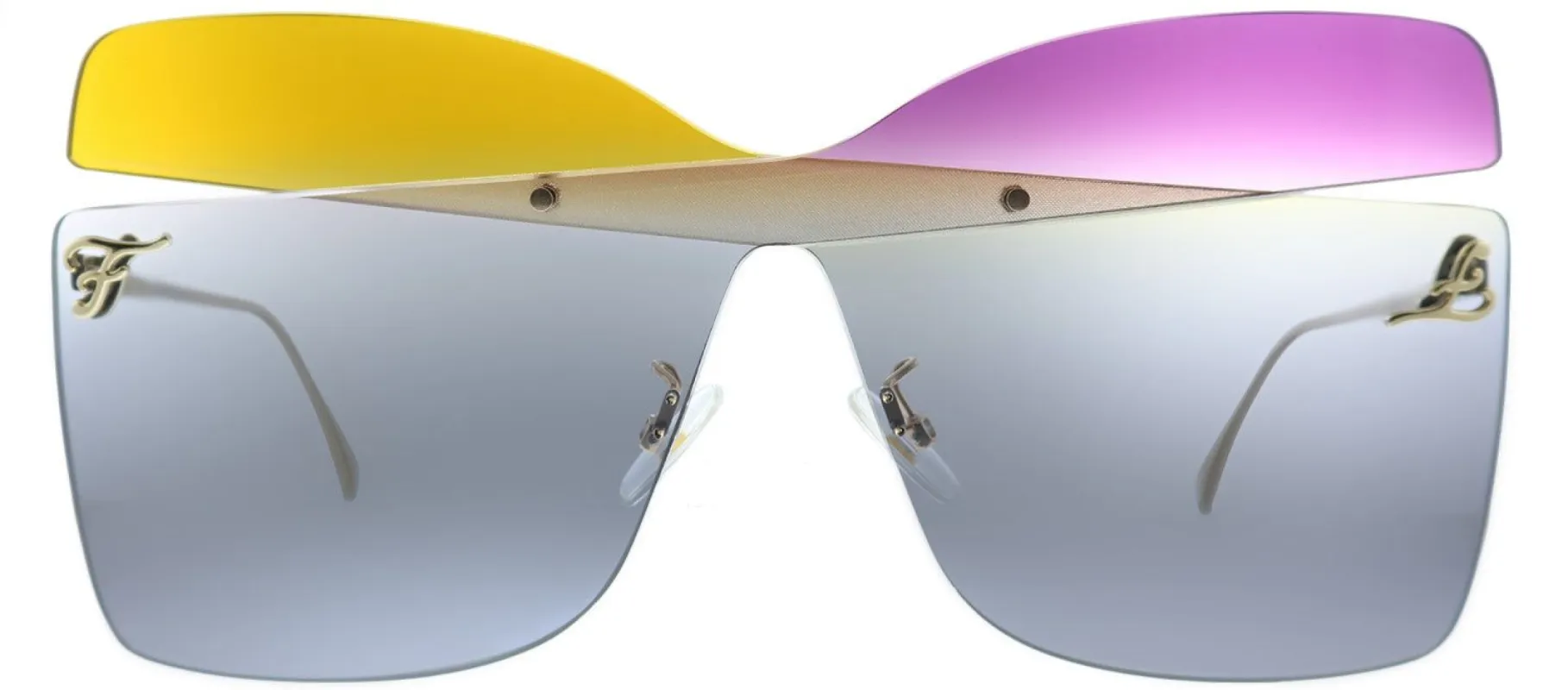 Fendi FF 0399 01B Butterfly Plastic Grey Sunglasses with Orange Violet Grey Lens sold by Gaffos