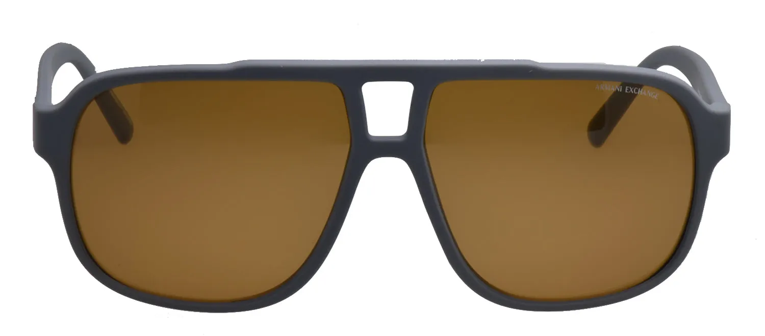 Armani Exchange AX 4104S 824983 Rectangle Plastic Grey Sunglasses with Brown Polarized Lens sold by Gaffos