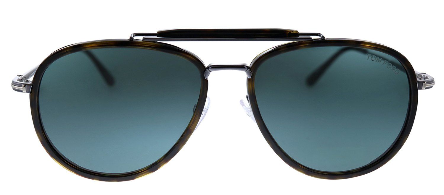 Tom Ford FT 0666 52N Aviator Metal Havana Sunglasses with Green Lens sold by Gaffos