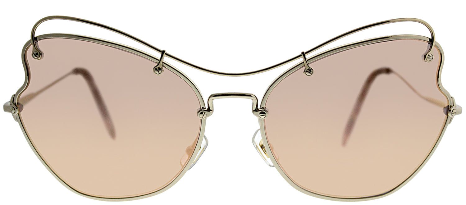 Miu Miu MU 56RS ZVN6S061 Cat-Eye Metal Gold Sunglasses with Rose Gold Mirror Lens sold by Gaffos
