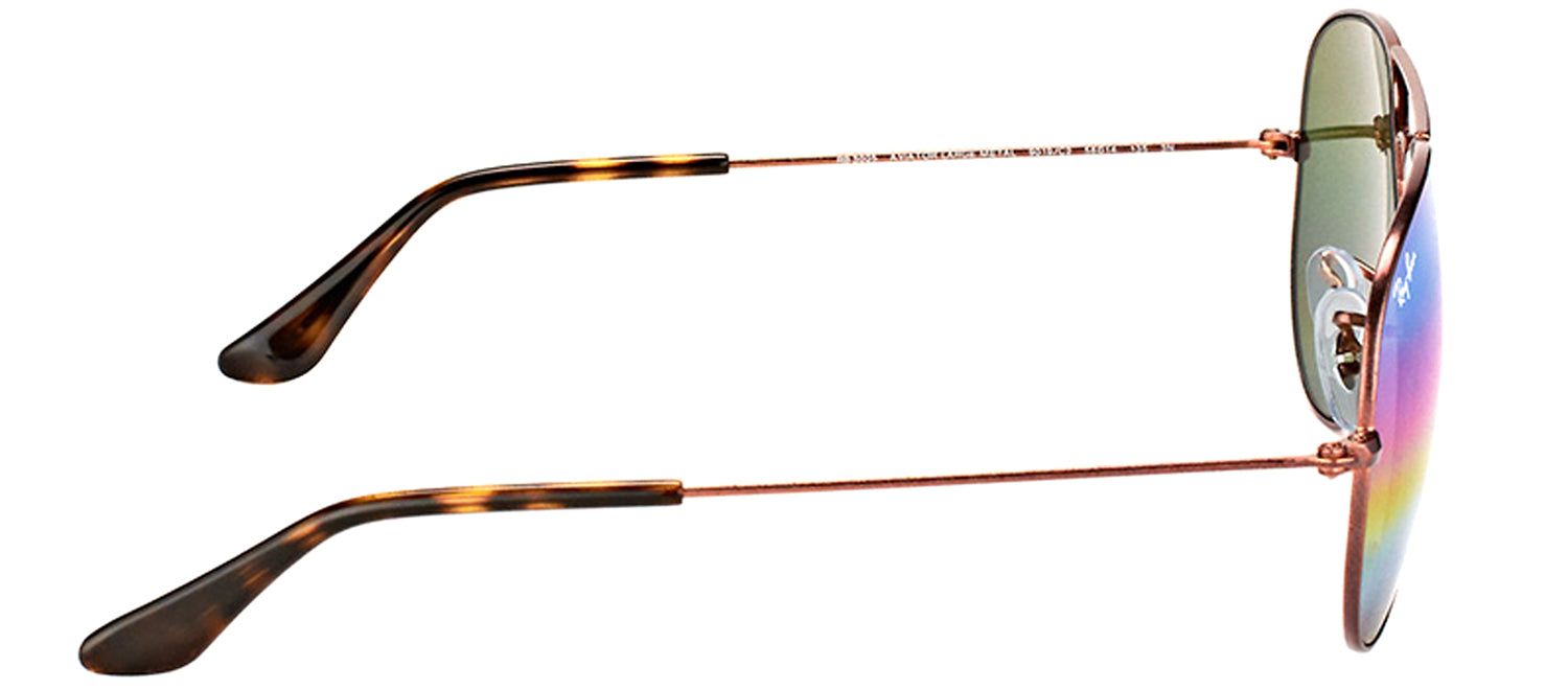 Ray-Ban RB 3025 9019C2 Aviator Metal Bronze Sunglasses with Blue Rainbow Flash Mirror Lens sold by Gaffos product image thumbnail 3