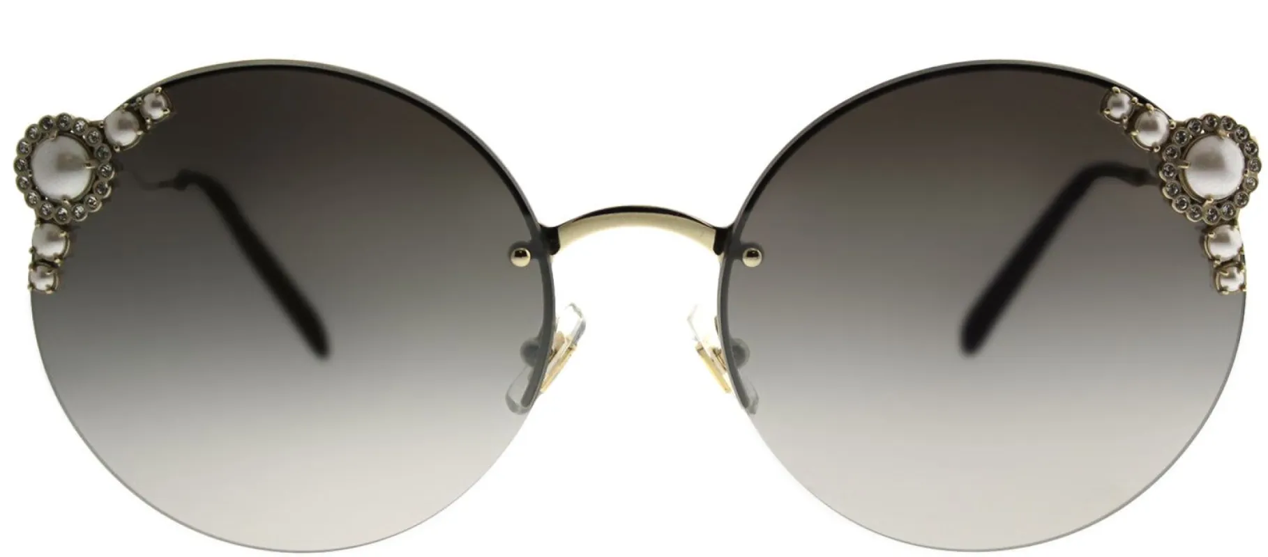 Miu Miu MU 52TS VW75O0 Round Metal Gold Sunglasses with Silver Mirror Lens sold by Gaffos