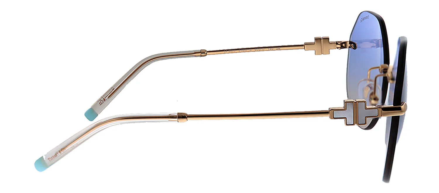 Tiffany & Co. TF 3077 616016 Geometric Metal Gold Sunglasses with Blue Gradient Lens sold by Gaffos product image thumbnail 3