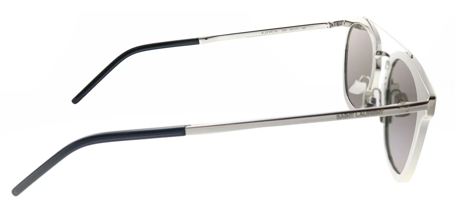 Saint Laurent Metal SL 28 005 Rectangle Metal Silver Sunglasses with Grey Lens sold by Gaffos product image thumbnail 3