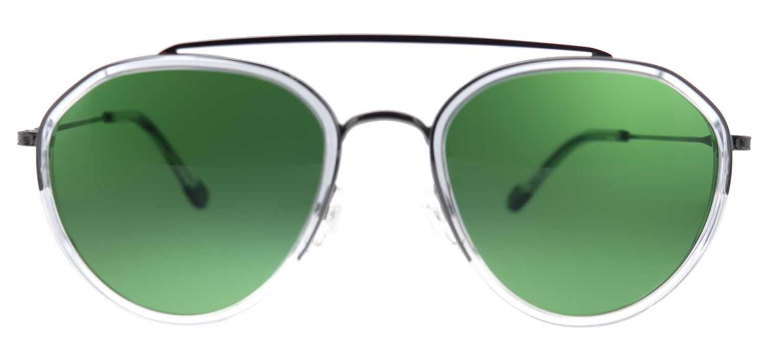 Original Penguin PE Shady CR Aviator Plastic Clear Sunglasses with Green Polarized Lens sold by Gaffos
