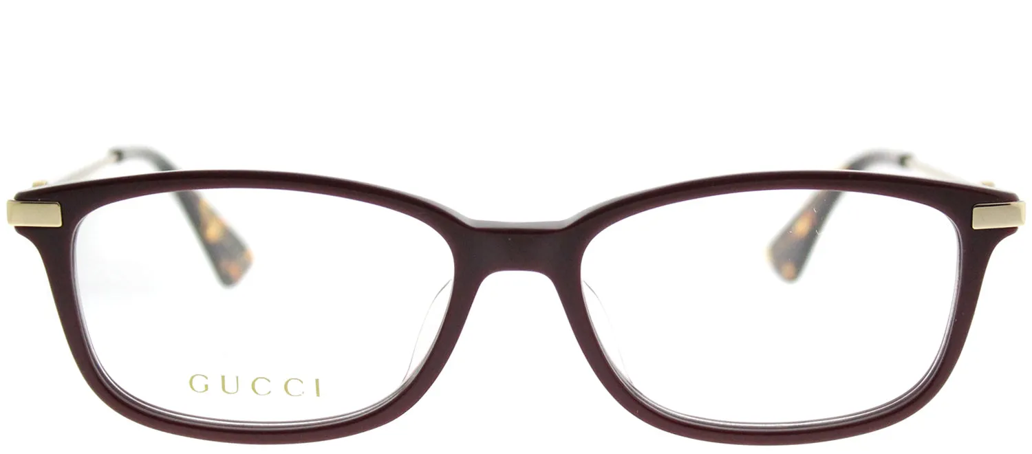 Gucci GG 0112OA 005 Rectangle Acetate Burgundy/ Red Eyeglasses with Demo Lens sold by Gaffos