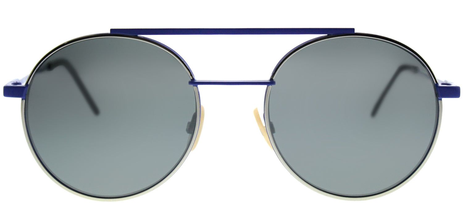 Fendi FF 0221 PJP T4 Round Metal Blue Sunglasses with Silver Mirror Lens sold by Gaffos