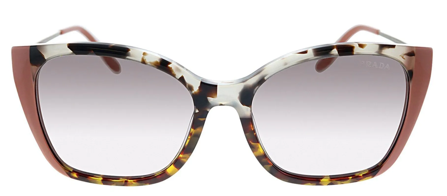 Prada PR 12XS 05B09A Cat-Eye Plastic Grey Havana/Pink Sunglasses with Purple Lens sold by Gaffos