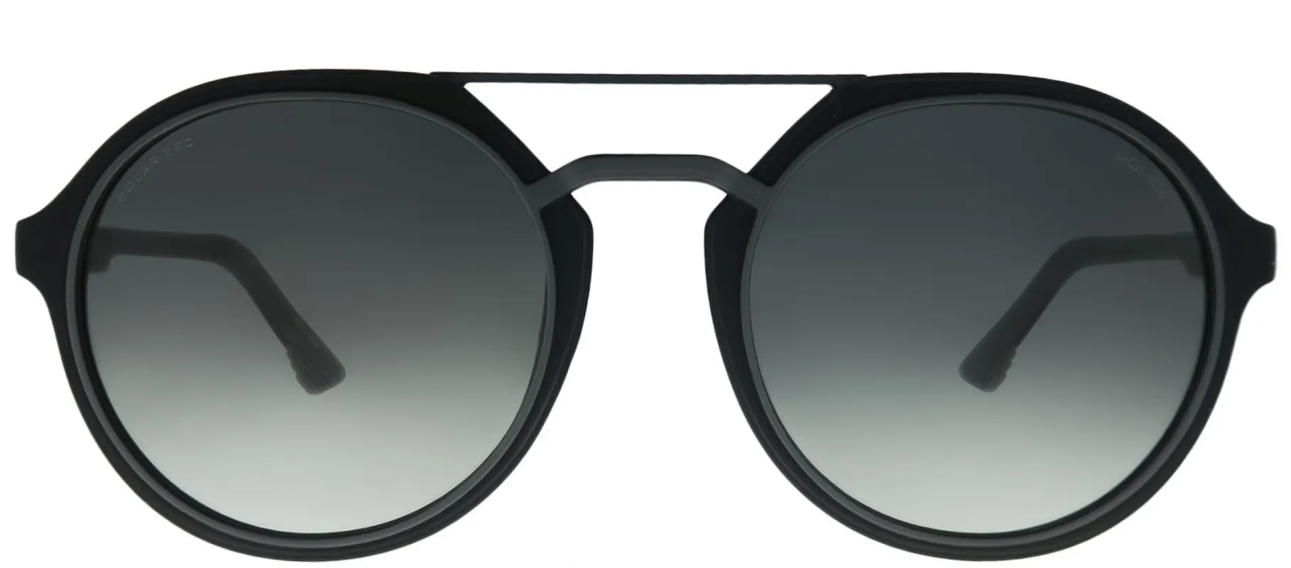 Police SPL 768 C55P Round Plastic Black Sunglasses with Grey Gradient Lens made by Gaffos