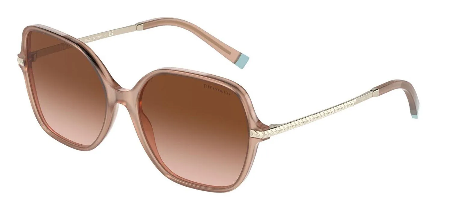 Tiffany & Co. TF 4191 83473B Geometric Plastic Opal Pink Sunglasses with Brown Shaded Gradient Lens sold by Gaffos