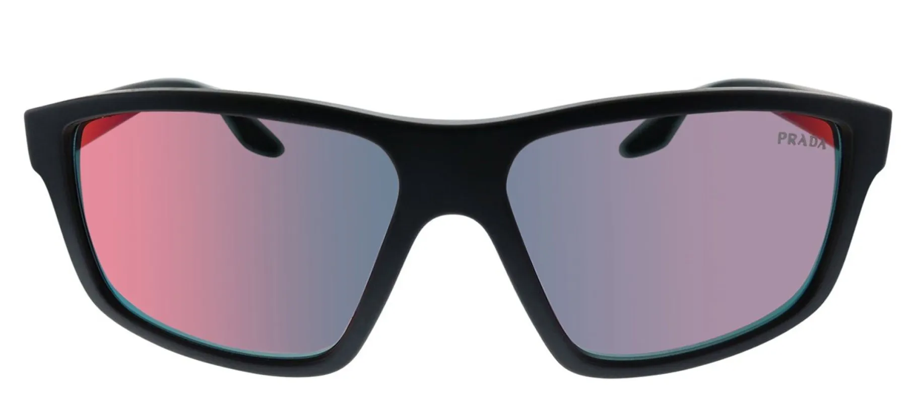 Prada Linea Rossa PS 02XS DG008F Rectangle Plastic Black Sunglasses with Red Mirror Lens sold by Gaffos