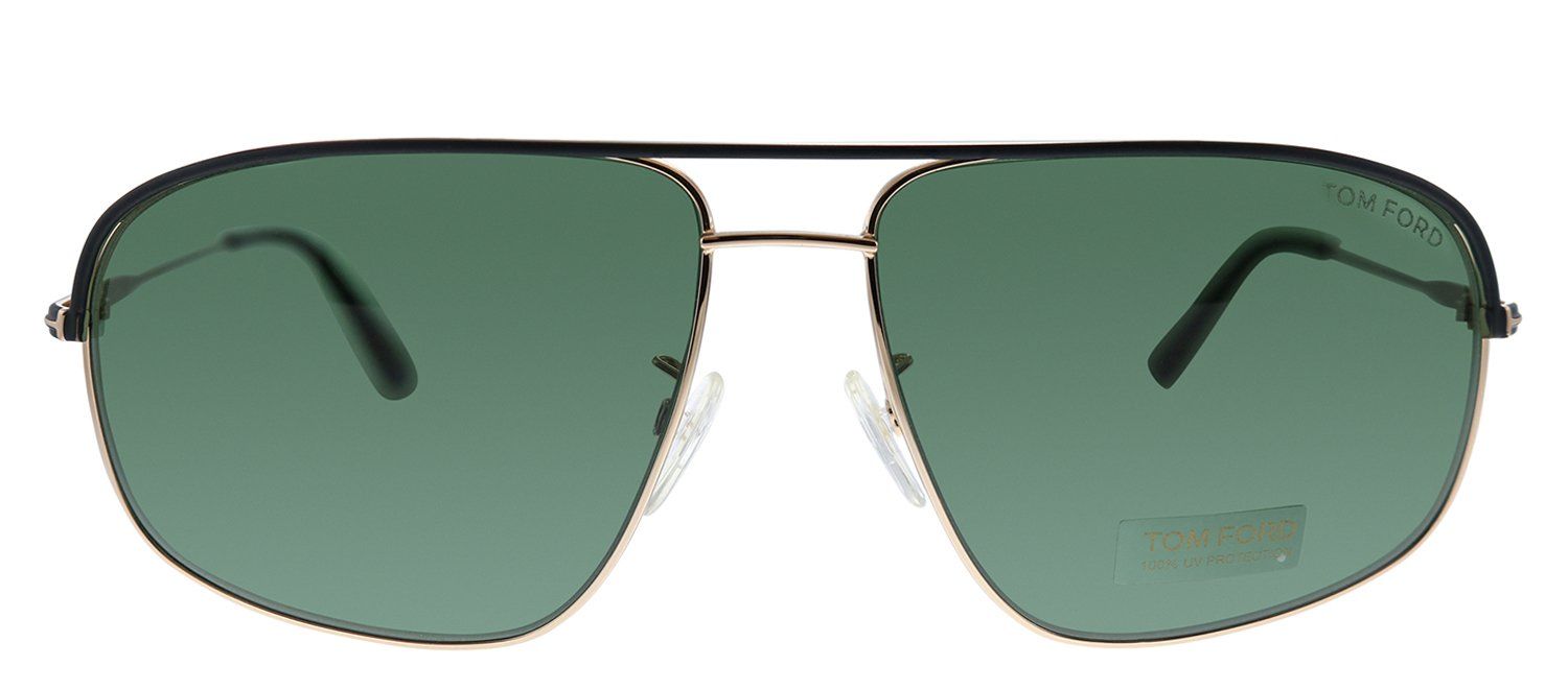 Tom Ford FT 467/F 02N Geometric Metal Black Sunglasses with Green Lens sold by Gaffos
