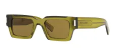 Saint Laurent CLASSIC SL 572S 005 Rectangle Plastic Green Sunglasses with Brown Lens sold by Gaffos