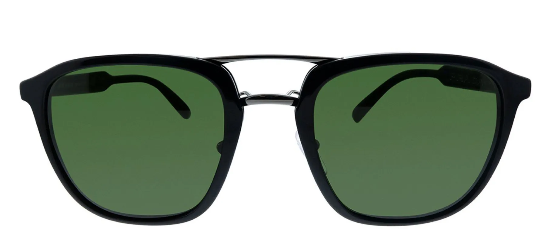 Prada PR 12TS 1AB1I0 Rectangle Plastic Black Sunglasses with Green Lens sold by Gaffos
