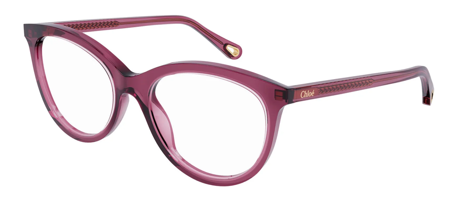 Chloe CH 0117O 004 Cat-Eye Plastic Pink Eyeglasses with Logo Stamped Demo Lenses sold by Gaffos