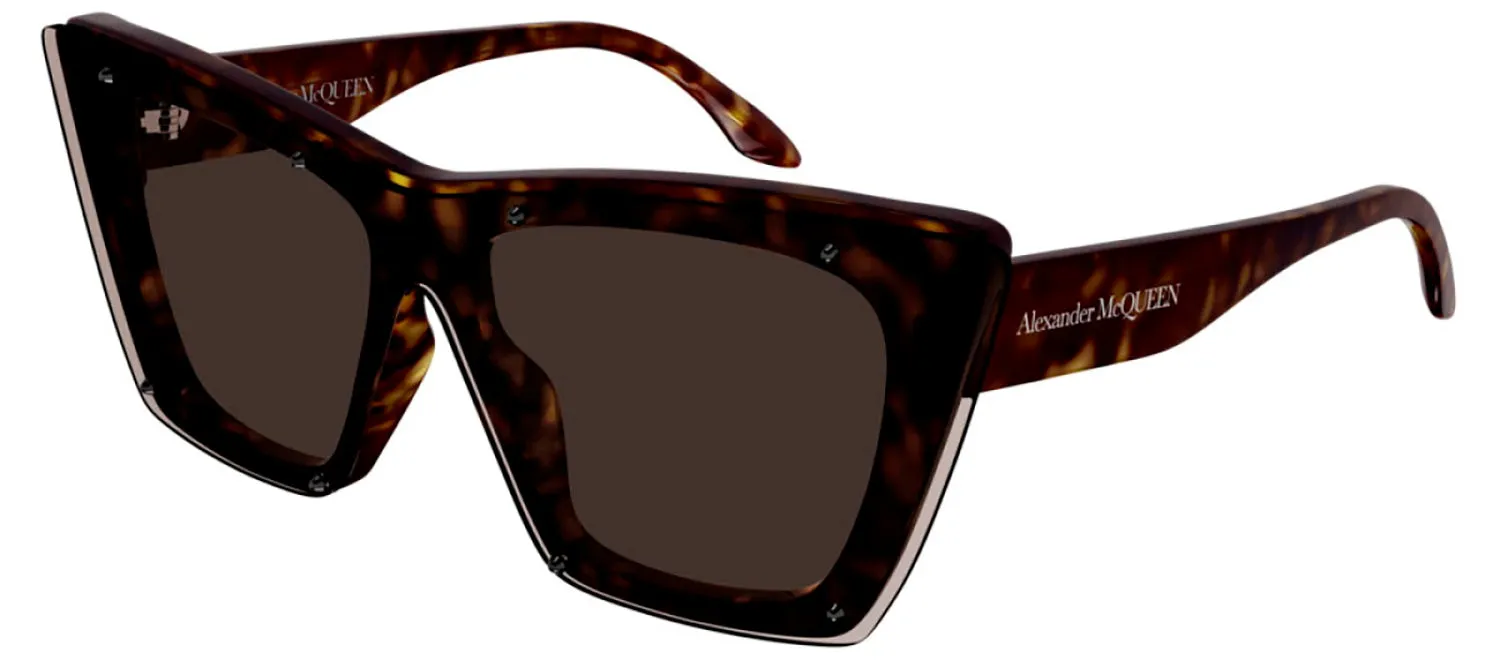 Alexander McQueen AM 0361S 002 Cat-Eye Plastic Havana Sunglasses with Brown Lens sold by Gaffos