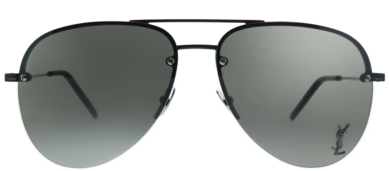 Saint Laurent Classic SL 11 M 001 Aviator Metal Black Sunglasses with Grey Lens sold by Gaffos