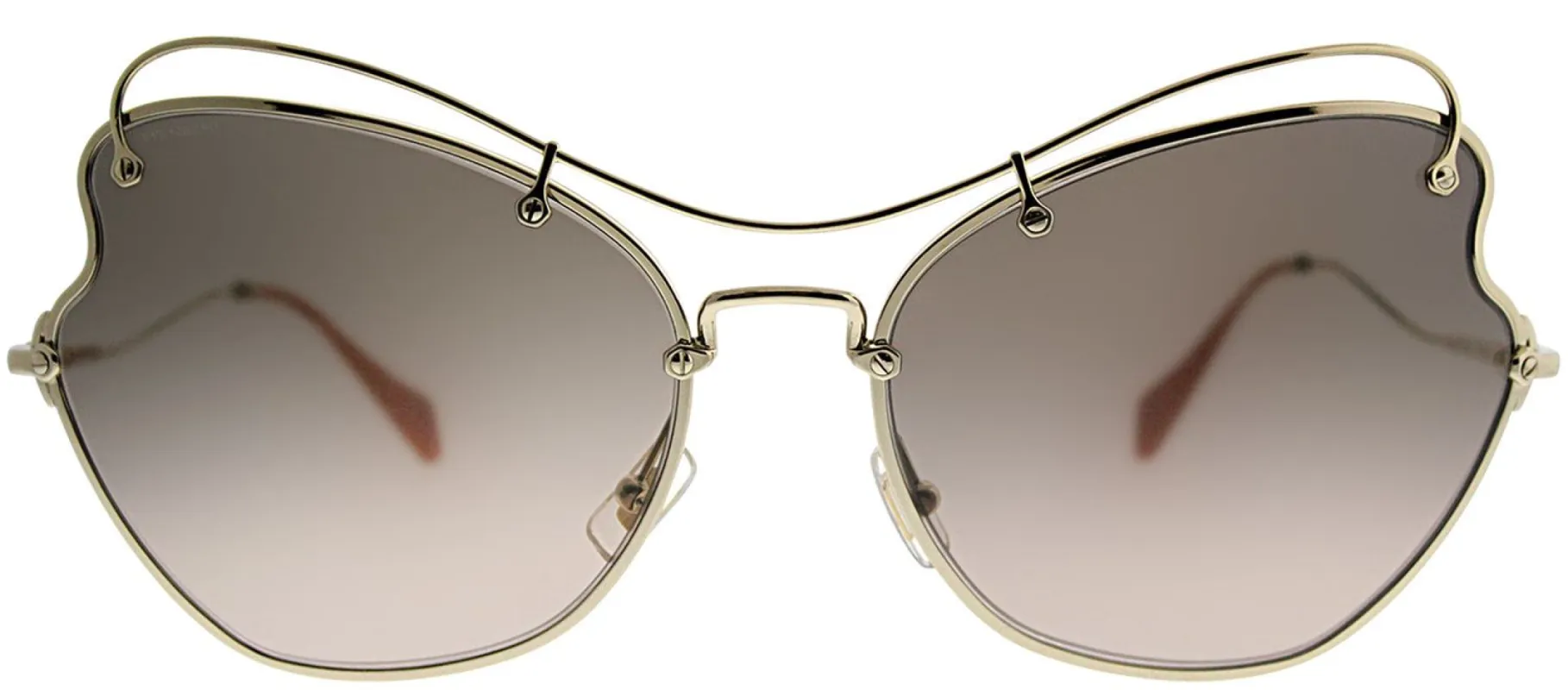 Miu Miu MU 56RS ZVN3D061 Cat-Eye Metal Gold Sunglasses with Light Brown Gradient Lens sold by Gaffos
