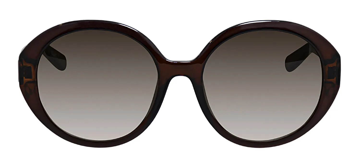Salvatore Ferragamo SF 1067S 210 Round Plastic Brown Sunglasses with Grey Gradient Lens sold by Gaffos