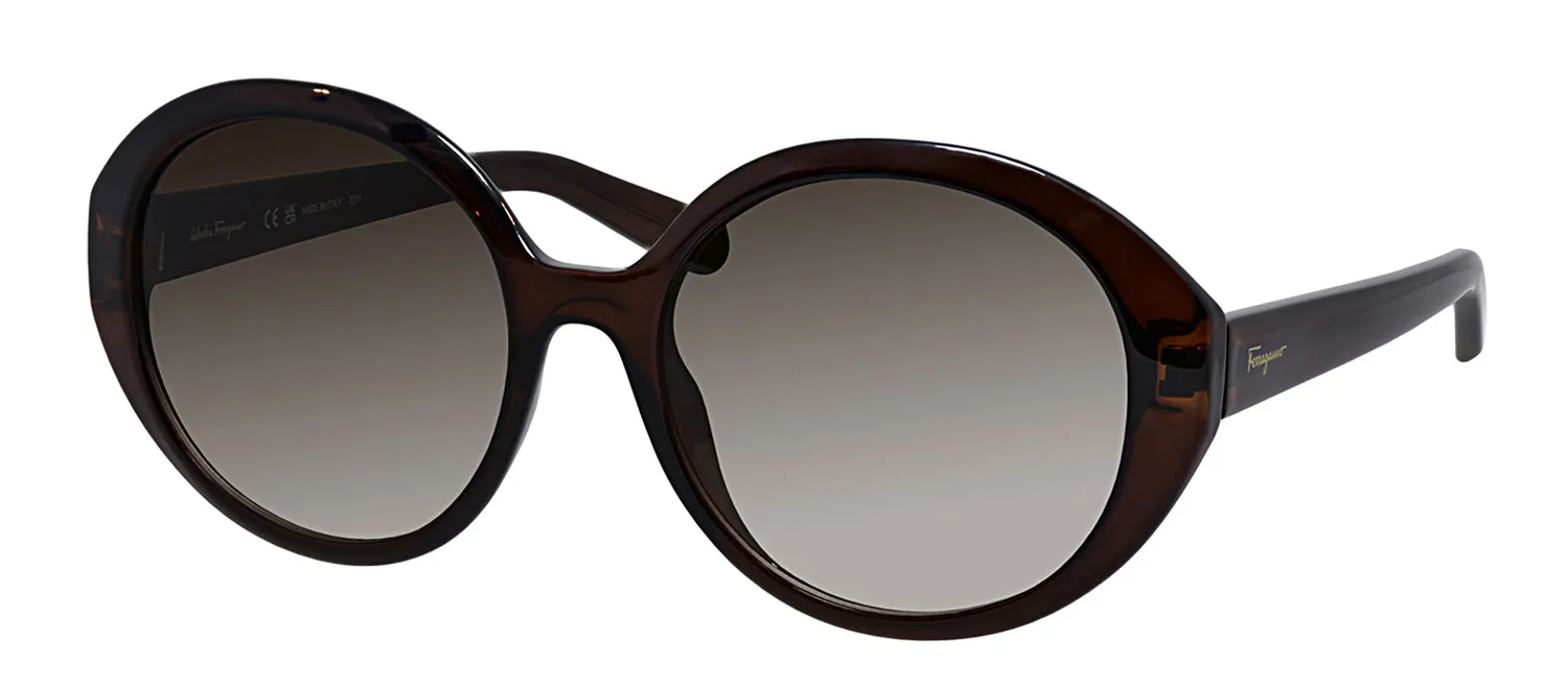 Salvatore Ferragamo SF 1067S 210 Round Plastic Brown Sunglasses with Grey Gradient Lens sold by Gaffos product image thumbnail 2