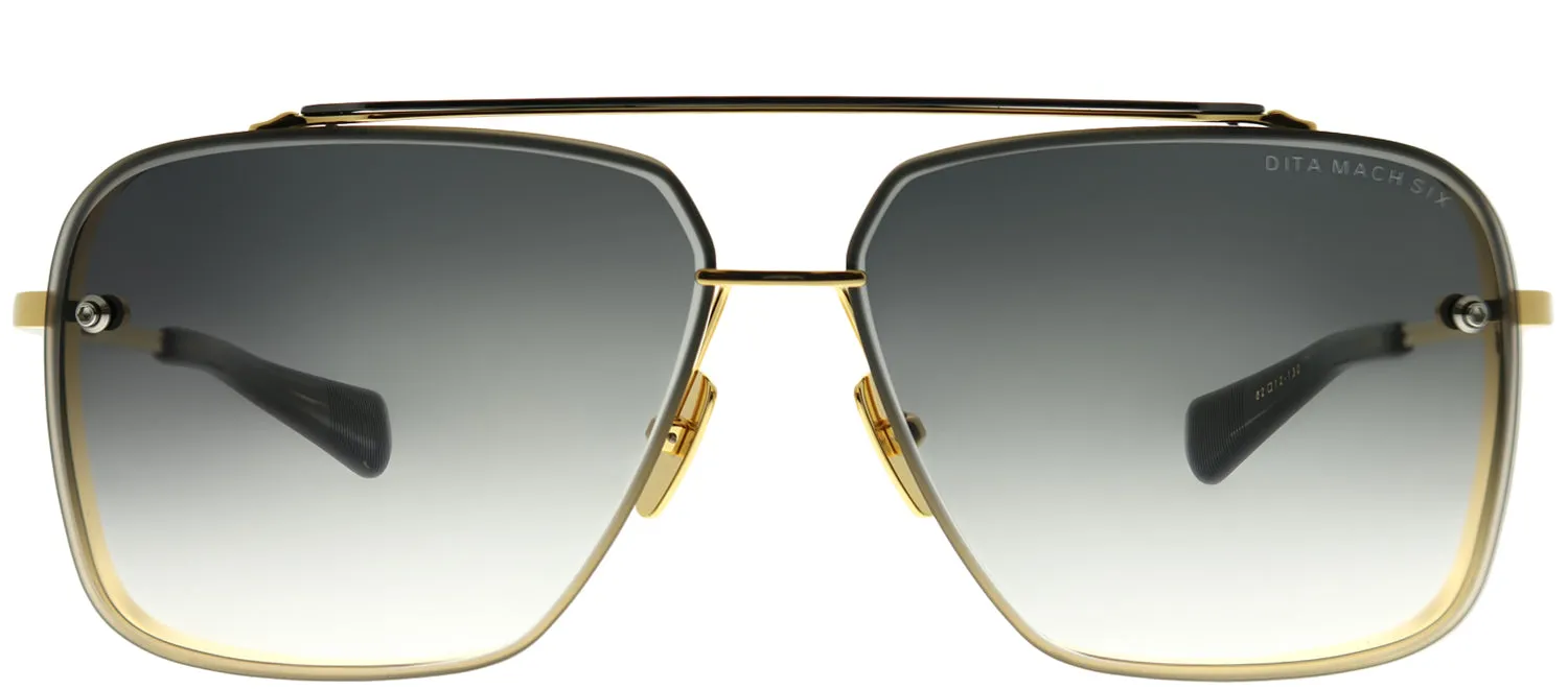Dita Mach-Six DT DTS121-62-01 Aviator Metal Gold Sunglasses with Dark Grey Gradient Lens sold by Gaffos