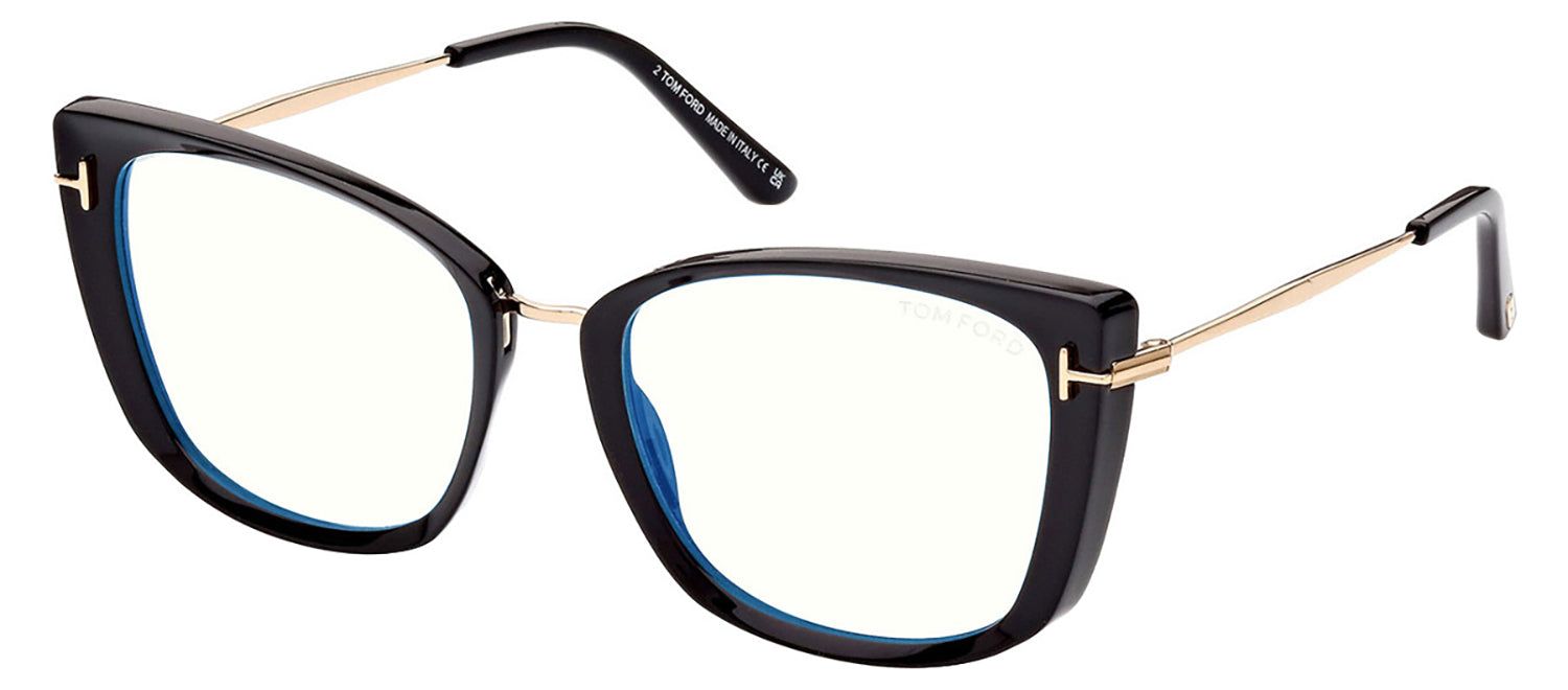 Tom Ford FT 5816-B/V 001 Cat-Eye Plastic Black Eyeglasses with Logo Stamped Demo Lenses sold by Gaffos product image thumbnail 2
