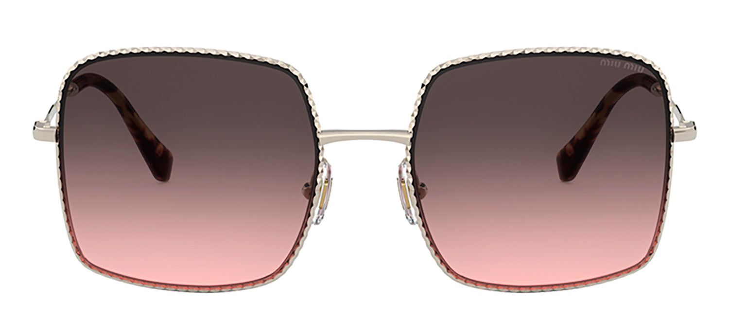 Miu Miu MU 61VS ZVN146 Geometric Metal Pale Gold Sunglasses with Pink Grey Gradient Lens sold by Gaffos