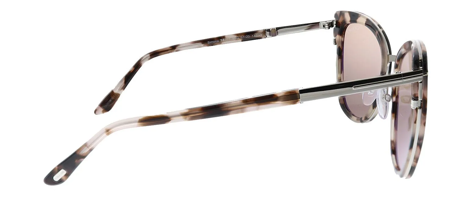 Tom Ford Simona TF 717 55G Butterfly Plastic Pink Havana Sunglasses with Silver Mirror Lens sold by Gaffos product image thumbnail 3