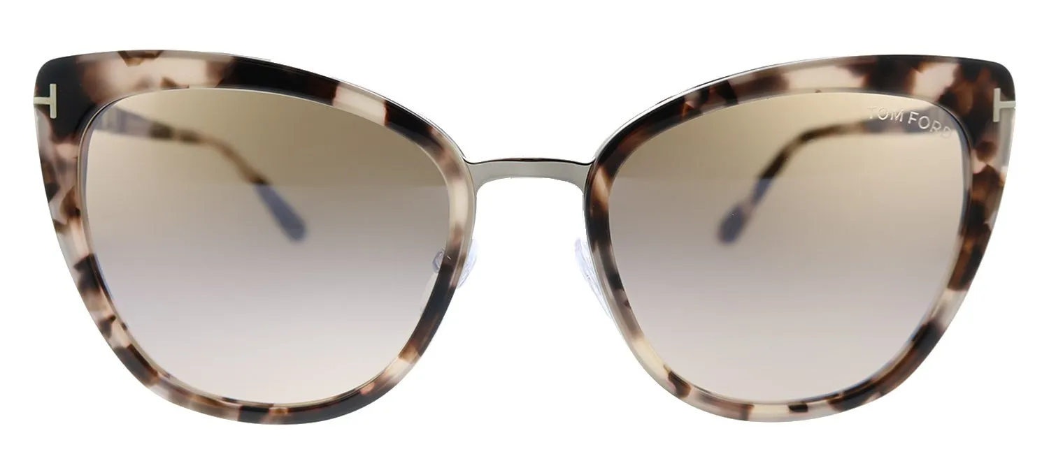 Tom Ford Simona TF 717 55G Butterfly Plastic Pink Havana Sunglasses with Silver Mirror Lens sold by Gaffos