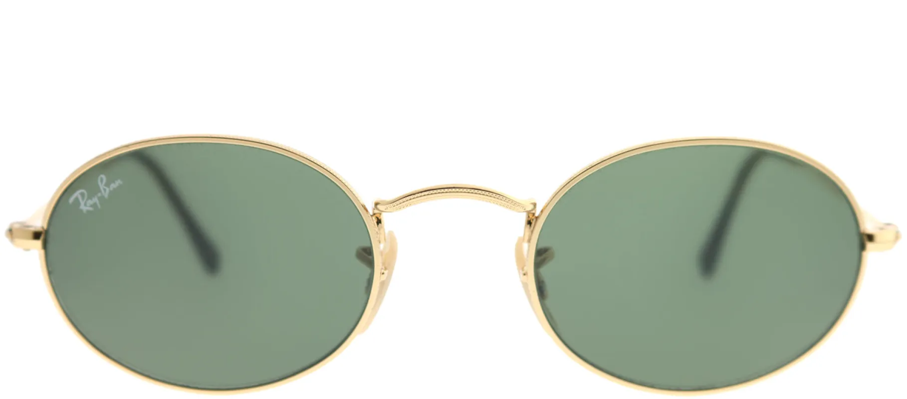 Ray-Ban Oval Flat Lens RB 3547N 001 Oval Metal Gold Sunglasses with Green Lens sold by Gaffos