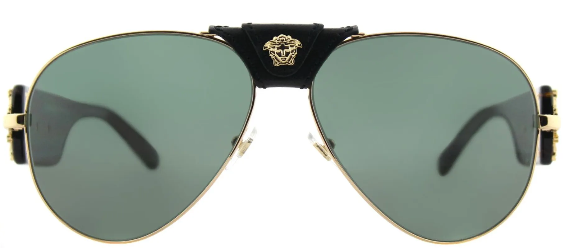 Versace VE 2150Q 100271 Baroque Aviator Metal Gold Sunglasses with Green Lens sold by Gaffos