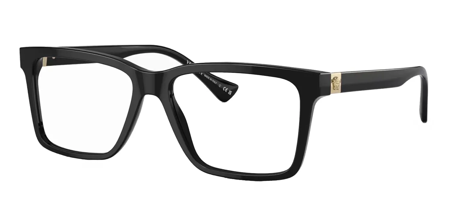 Versace VE 3328 GB1 Rectangle Plastic Black Eyeglasses with Logo Stamped Demo Lenses sold by Gaffos product image thumbnail 2