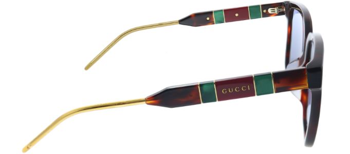 Gucci GG 0599SA 002 Square Acetate Tortoise/ Havana Sunglasses with Blue Lens sold by Gaffos