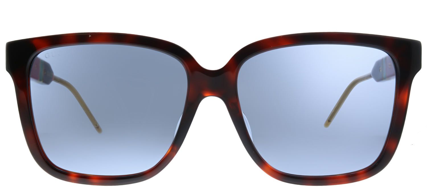 Gucci GG 0599SA 002 Square Acetate Tortoise/ Havana Sunglasses with Blue Lens sold by Gaffos