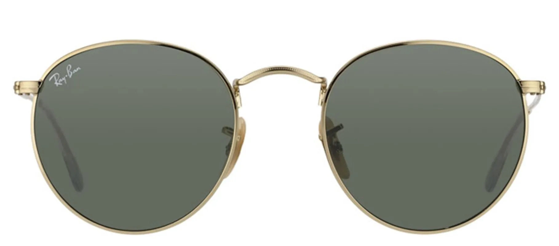 Ray-Ban RB 3447 001 Round Metal Gold Sunglasses with Green Lens sold by Gaffos